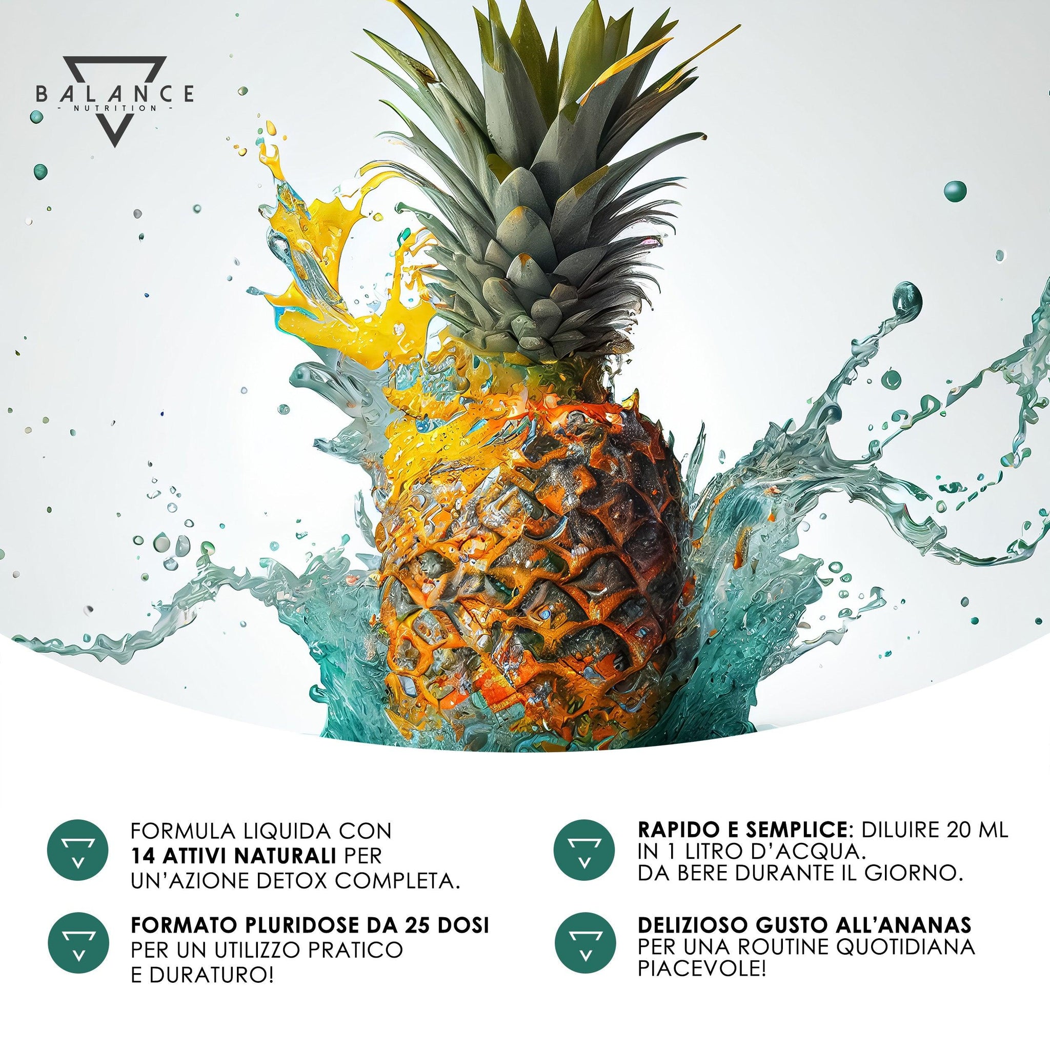 EasyFit® Detox - 500 ML| Drenante Forte Dimagrante | Bromelina Forte Drenante | Formula Detox, Diuretico con Bromelina, Succo di Aloe, Centella Asiatica, Orthosiphon e Vitamine | Made in Italy - Balance Nutrition