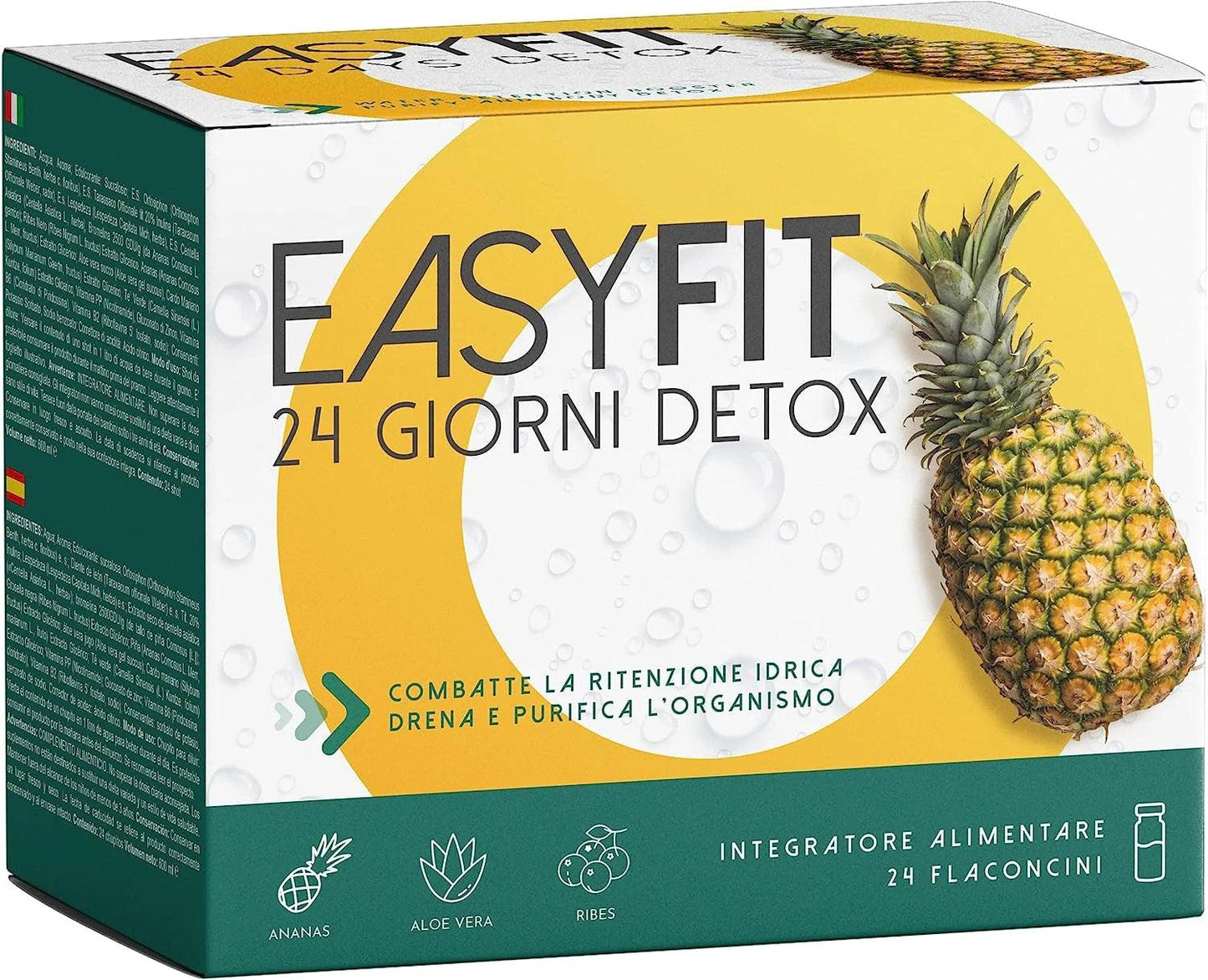 EasyFit® Detox - 24 Flaconcini | Drenante Forte Dimagrante | Bromelina Forte Drenante | Formula Detox, Diuretico con Bromelina, Succo di Aloe, Centella Asiatica, Orthosiphon e Vitamine - Balance Nutrition