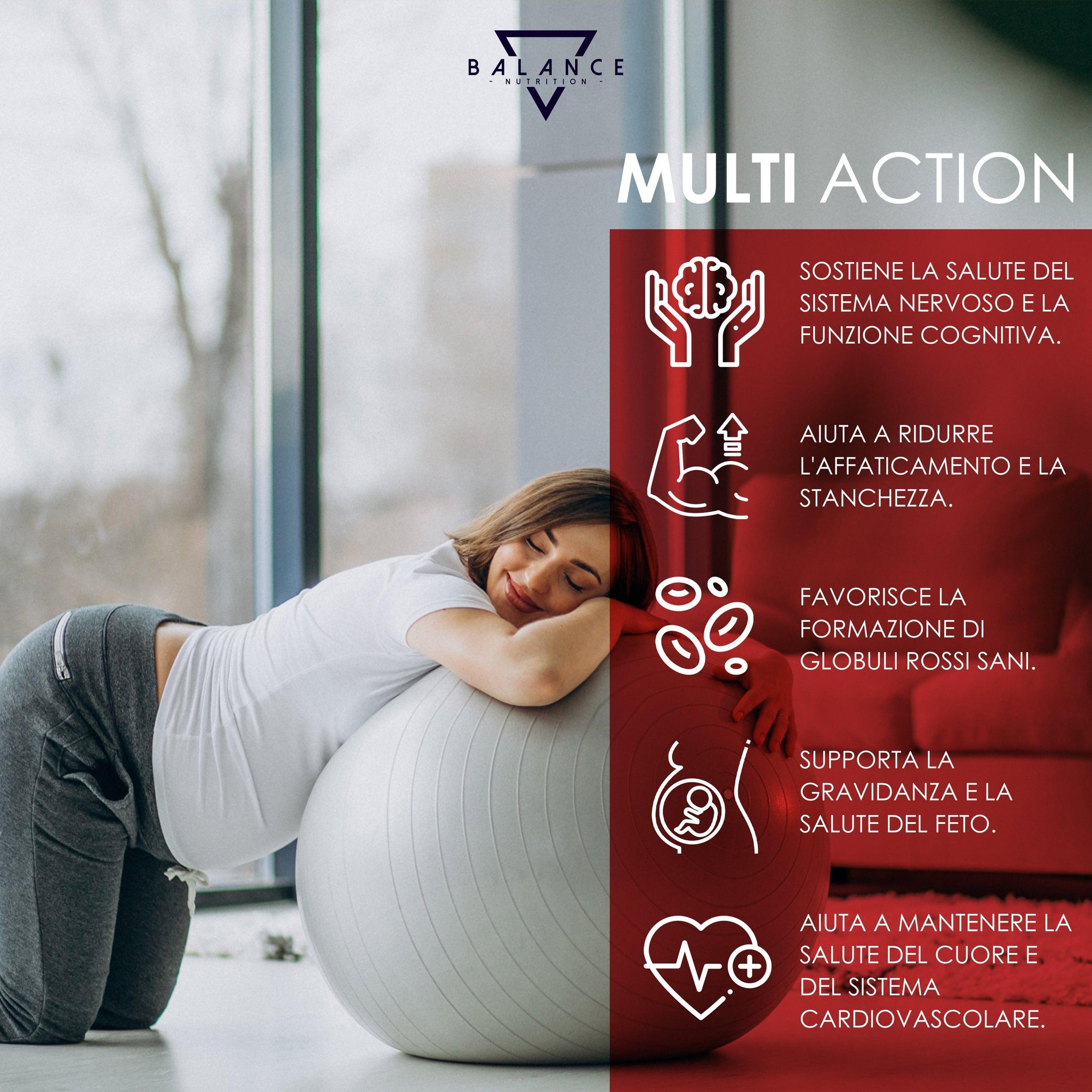 VITAMINA B12 E ACIDO FOLICO - Integratore Alimentare per ridurre stanchezza, supporto in gravidanza e rinforzo del Sistema Immunitario - Balance Nutrition