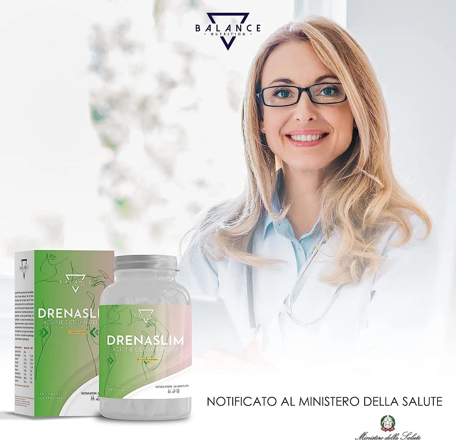 DRENASLIM - Integratore Alimentare per favorire il Drenaggio dei Liquidi e contrastare gli Inestetismi della Cellulite - Balance Nutrition