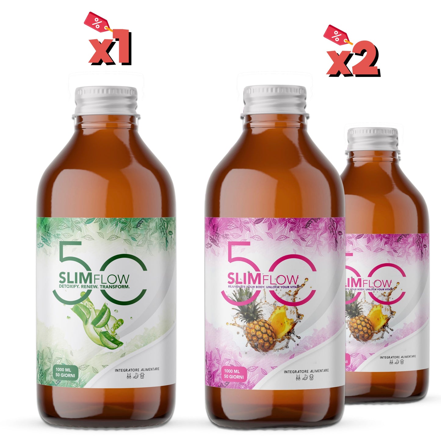 
                  
                    🔵 1 SlimFlow50 Detox + 2 SlimFlow50 Slim
                  
                