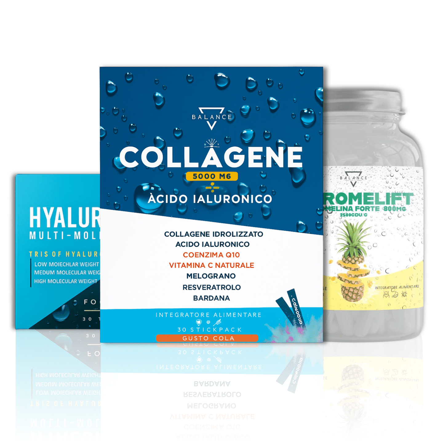 Beauty 360 Bundle — Collagene da Bere, Acido Ialuronico 3X, Bromelift