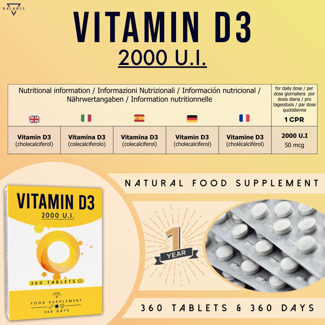 VITAMINA D3™ Integratore Alimentare per il benessere di Ossa, Cartilagini, Denti e Sistema Immunitario - Balance Nutrition