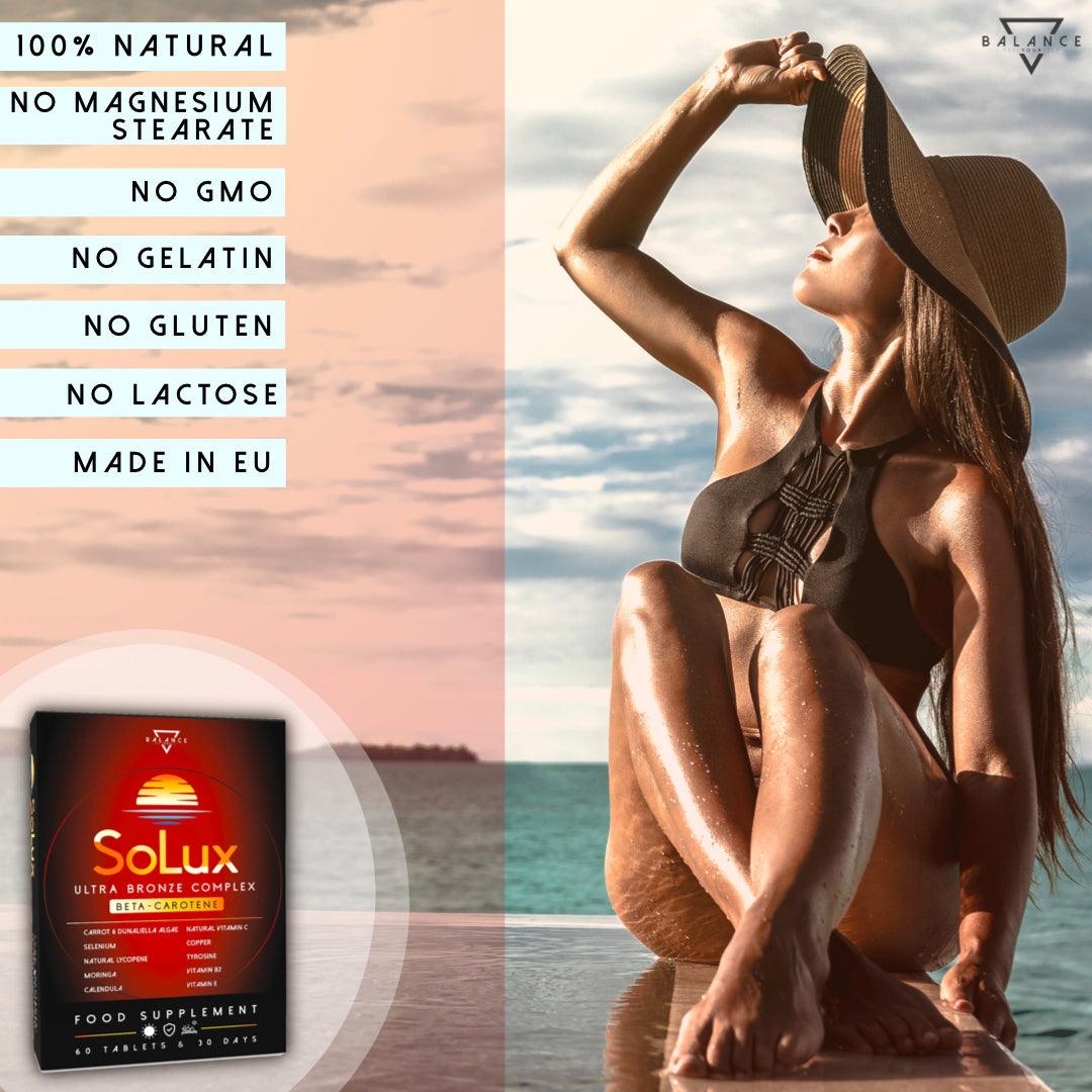 SOLUX™ Complemento alimenticio para un bronceado dorado y saludable