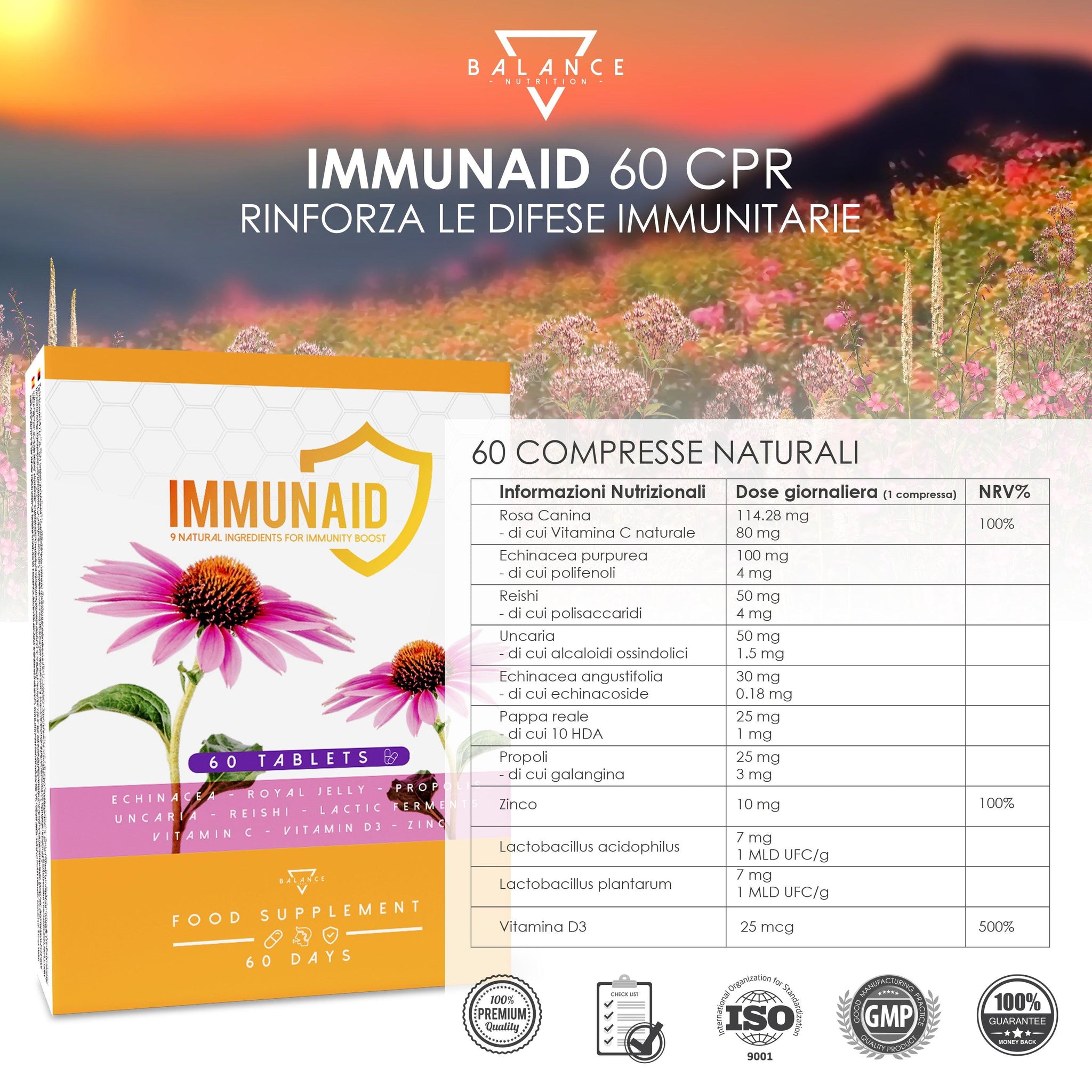 IMMUNAID™ 60 compresse - Integratore per le difese immunitarie - Balance Nutrition