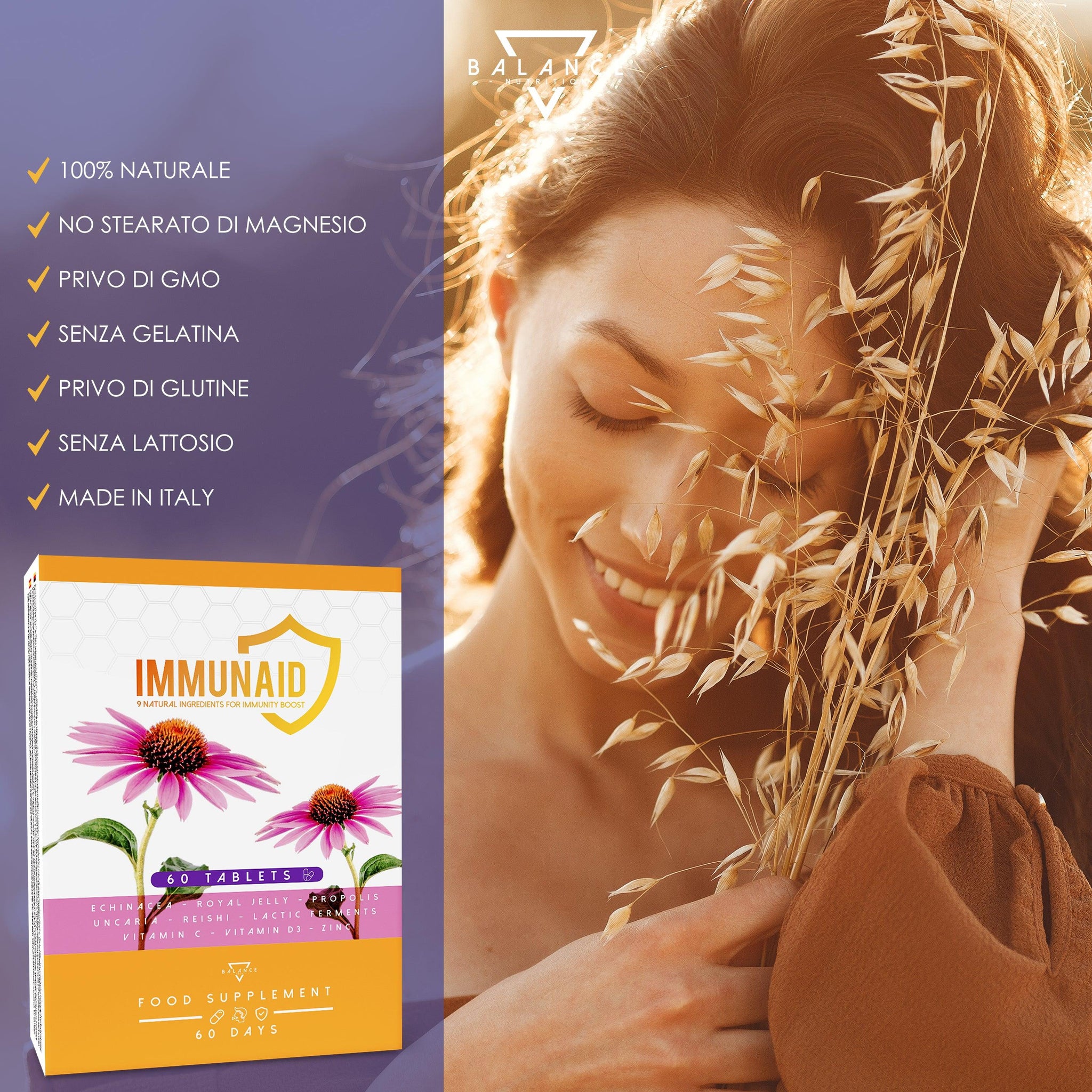 IMMUNAID™ 60 compresse - Integratore per le difese immunitarie - Balance Nutrition