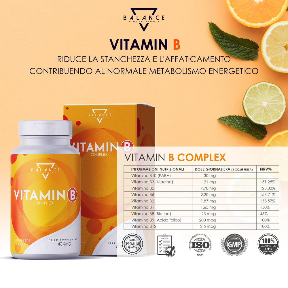 
                  
                    VITAMIN B COMPLEX™ - Integratore per ridurre stanchezza e affaticamento e contribuire al normale metabolismo energetico
                  
                