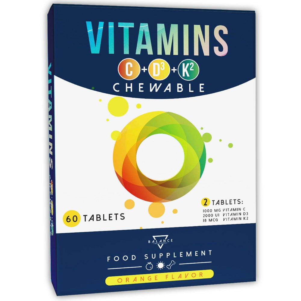 VITAMINA C+D3+K2 MASTICABILE™: Ossa, Cartilagini, Denti e Sistema Immunitario - Balance Nutrition